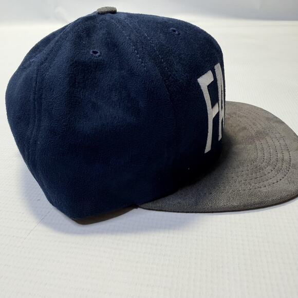 Hall Of Fame 2nd Sucks Hat Cap Snap Back Mens Navy Gray Suede FAME Embroidered - Picture 4 of 9